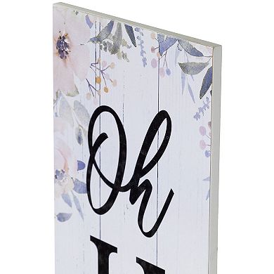 Northlight 36" Floral "Oh Hello" Wooden Porch Board Sign Decoration