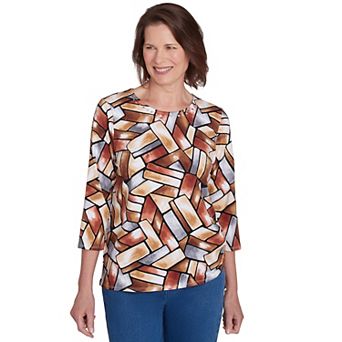 Women's Alfred Dunner Color Block Three-Quarter Sleeve Top