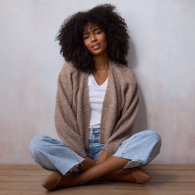 Women's LC Lauren Conrad Knit Shaker Stitch Open Cardigan