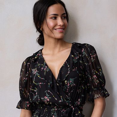 Petite LC Lauren Conrad Ruffled Wrap Maxi Dress