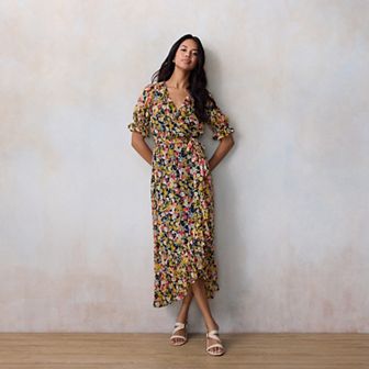 Petite LC Lauren Conrad Ruffled Wrap Maxi Dress
