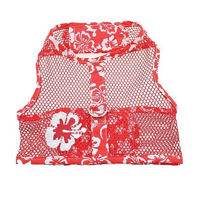 Doggie Design Cool Mesh Hawaiian Hibiscus Dog Harness With Leash