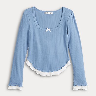 Juniors' madden girl Cozy Long Sleeve Ribbed Top