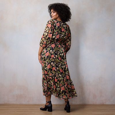 long flowy maxi dress plus size Jngsa Women's Boho Maxi Dresses Casual Ruffle Long Sleeve V-Neck Flowy Long Beach Dress Plus Size Loose Dress Hot Pink