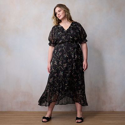 kohls lauren conrad maxi dress Women's LC Lauren Conrad Long Wrap Flocked Dot Maxi Dress