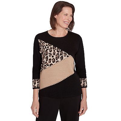 Women's Alfred Dunner Animal Trim Color blocking Top