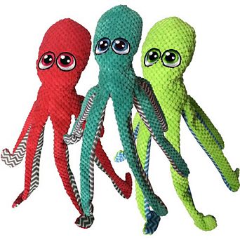 Petlou Octopus Plush Dog Toy - Assorted Colors (16")- One Unit