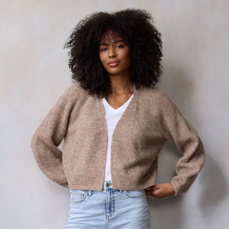 Petite LC Lauren Conrad Open Front Cropped Cardigan