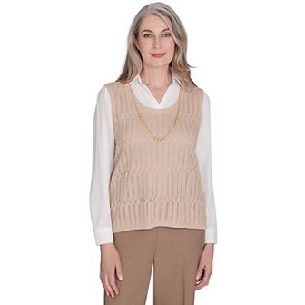 Women's Alfred Dunner Textured Vest with Detachable Necklace