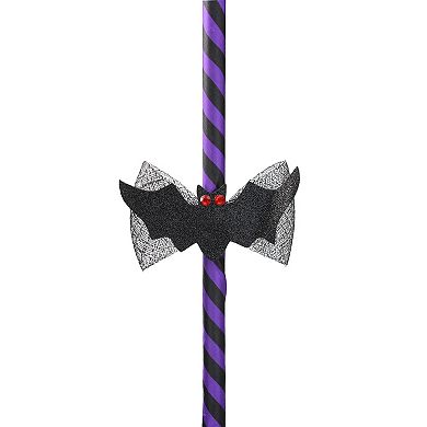 Northlight Purple and Black Striped Animated Witches Halloween Broom Decoration