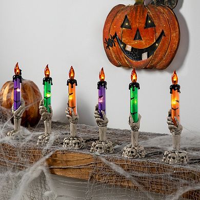 Northlight LED Lighted Skeleton Candle Halloween Decorations Set of 6