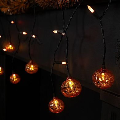 Northlight LED Lighted Pumpkin Halloween Curtain Icicle Lights