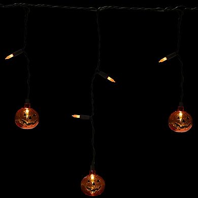 Northlight LED Lighted Pumpkin Halloween Curtain Icicle Lights