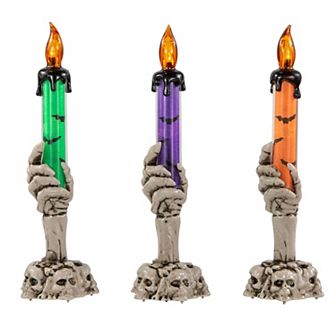 Northlight LED Lighted Skeleton Hand Halloween Candles Set of 3