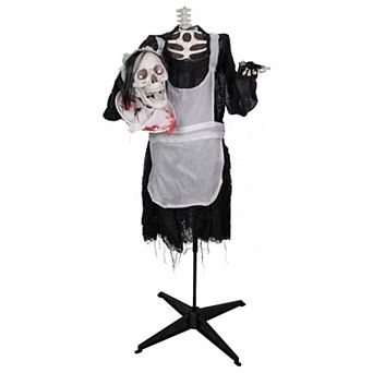 Northlight Animated LED Lighted Head-in-Hand Skeleton Maid Halloween Decoration