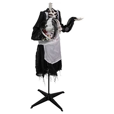 Northlight Animated LED Lighted Head-in-Hand Skeleton Maid Halloween Decoration