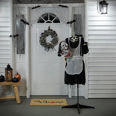 Northlight Animated LED Lighted Head-in-Hand Skeleton Maid Halloween Decoration