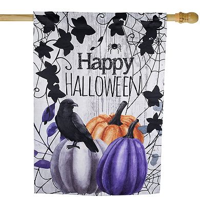Northlight Pumpkins & Crow Happy Halloween Outdoor House Flag