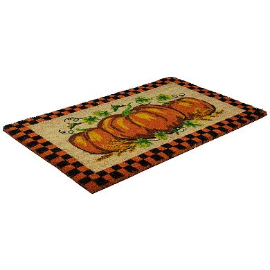 Northlight Checkered Fall Harvest Pumpkin Doormat