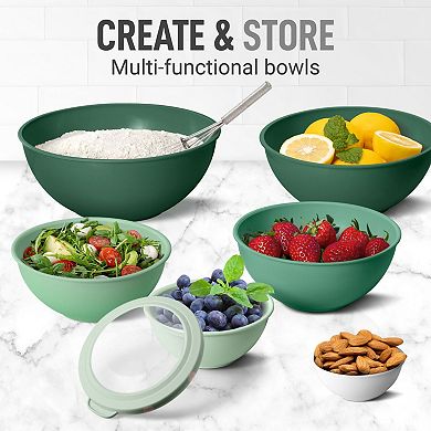 Zulay Kitchen Nesting Mixing Bowls With Leakproof Lids With 6 Prep Bowls And 6 Lids