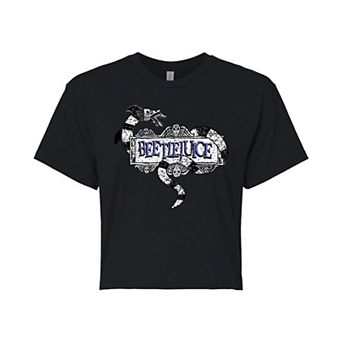 Juniors' Beetlejuice Classic Cropped Tee