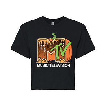 Juniors' MTV Pumpkin Cropped Tee