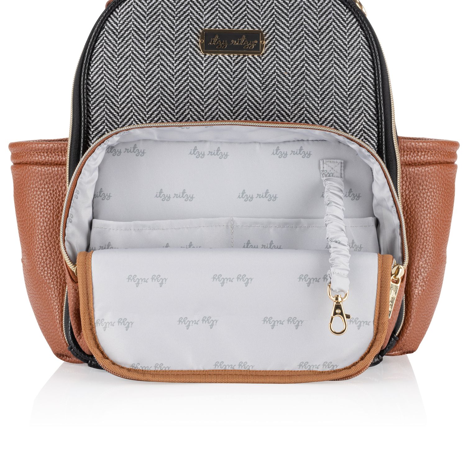 thumbnail image 2 of Itzy Ritzy Mini Plus Diaper Backpack With Changing Pad - Milk & Honey Pattern, 10 Pockets 2 of 13