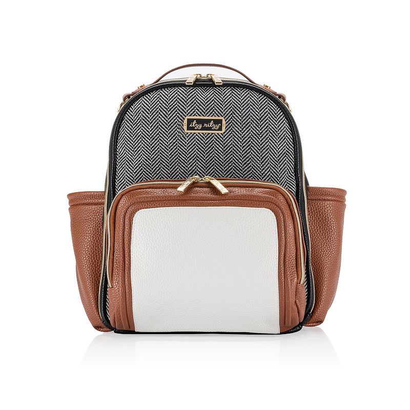 Itzy Ritzy Itzy Mini Plus Diaper Bag Backpack, Brown Cream