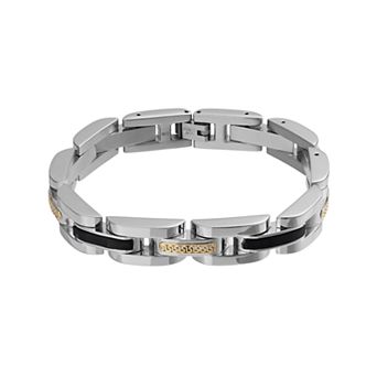 Kristen Kesho 14k Gold Bar and Black Onyx on Stainless Steel Bracelet