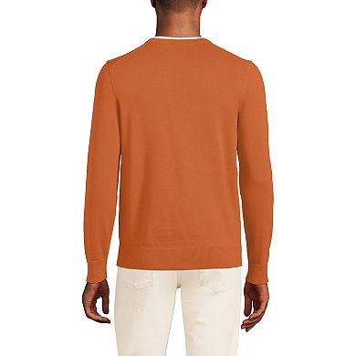 Big & Tall Lands' End Fine Gauge Cotton V-Neck Sweater