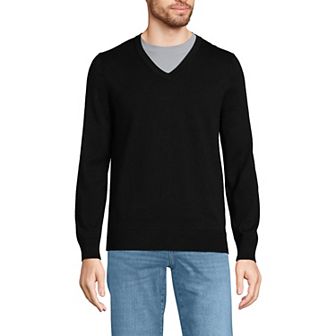 Big & Tall Lands' End Fine Gauge Cotton V-Neck Sweater