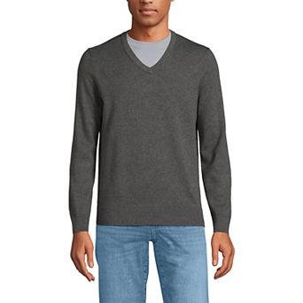 Big & Tall Lands' End Fine Gauge Cotton V-Neck Sweater