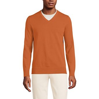 Big & Tall Lands' End Fine Gauge Cotton V-Neck Sweater