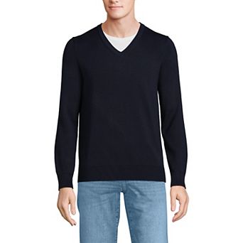 Big & Tall Lands' End Fine Gauge Cotton V-Neck Sweater