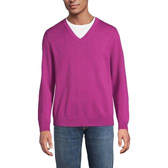 Big & Tall Lands' End Fine Gauge Cotton V-Neck Sweater
