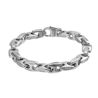 Kristen Kesho Stainless Steel Mariner Link Chain Bracelet With Cubic Zirconia Accents