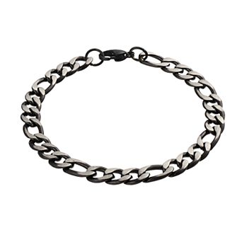 Kristen Kesho Stainless Steel Black Plated Figaro Chain Bracelet