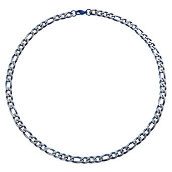 Kristen Kesho Stainless Steel Blue Plated Figaro Chain Necklace
