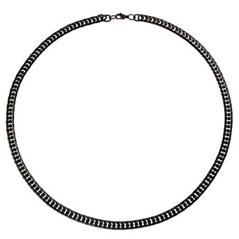 Kristen Kesho Stainless Steel Black Plated Double Curb Chain Necklace