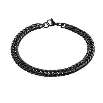 Kristen Kesho Stainless Steel Black Plated Double Curb Chain Bracelet