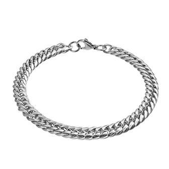 Kristen Kesho Stainless Steel Double Curb Chain Bracelet