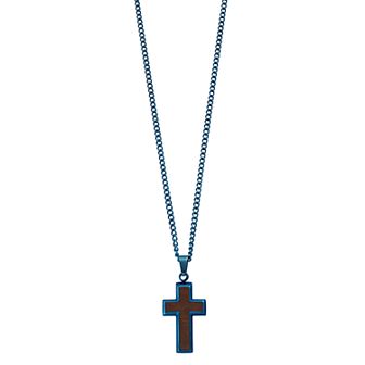 Kristen Kesho Stainless Steel Gold Plated with Wood Inlay Cross Pendant Necklace