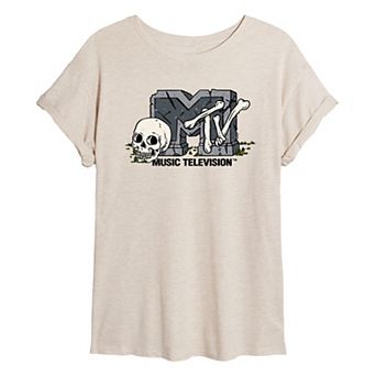 Juniors' MTV Grave Skeleton Oversized Tee