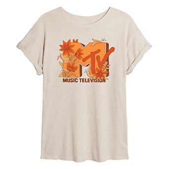 Juniors' MTV Fall Florals Oversized Tee