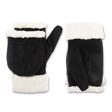 Women's isotoner Microsuede Berber Trim Flip Mittens