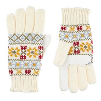 Women's isotoner Lined Water Repellant Fairisle Gloves