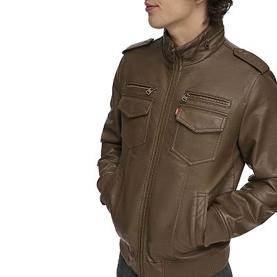 Men s Levi s Faux Leather Aviator Bomber Jacket