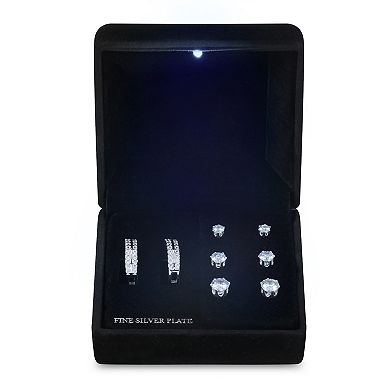 Gold Tone Cubic Zirconia Hoop & Stud Earrings Quartet