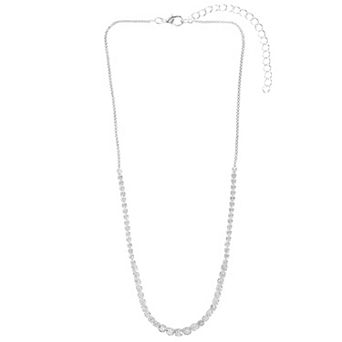 Silver Tone Cubic Zirconia Collar Necklace