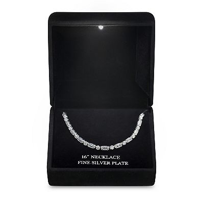 Silver Tone Cubic Zirconia Baguette Collar Necklace